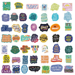 50PCS Inspirational Quotes Scrapbook Stickers DIY Diary Laptop Luggage Skateboard Graffiti Decal Fun Stylish Classic Toys (Online Order Only)