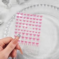 6pcs/Set Lovely Line Bowknot Nail Sticker Gold Silver Black White Pink Red Bow Tie Mini Bowknot 3D Self Adhesive Manicure Decals (ONLINE ORDER ONLY)