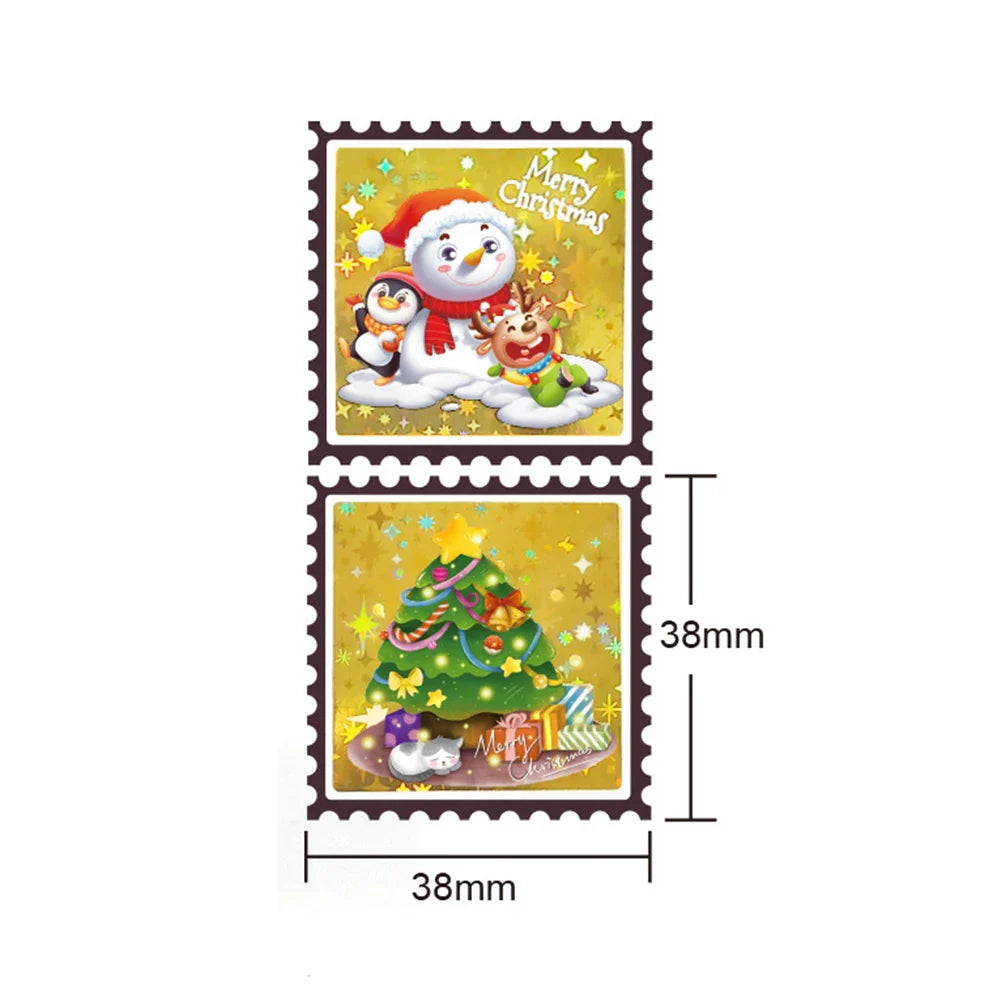 50-300pcs Holographic Stickers Merry Christmas Stickers Seal Labels For DIY Gift Baking Package Envelope Stationery Decor (ONLINE ORDER ONLY)