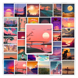 Aesthetic Arts Sunset Stickers DIY Kids Toys Gift Decorative Decal for Scrapbook Laptop Phone Luggage Bottles Waterproof (ONLINE ORDER ONLY)