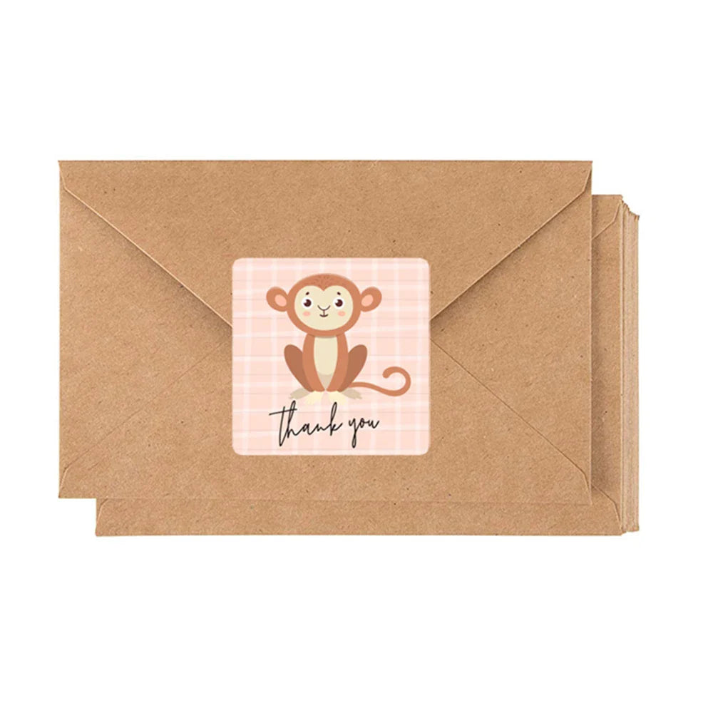 50-300pcs Cartoon Thank You Stickers Animal Adhesive Seal Labels for Business Cards Handmade Gift Decoration Labels Kids Rewards (Online Order Only)