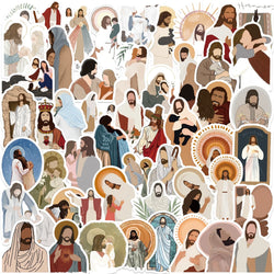 52Pcs Jesus Christian Religion Stickers For Phone Laptop Car Case Freezer Luggage Wall Waterpoof DIY Graffiti Belief Sticker (Online Order Only)