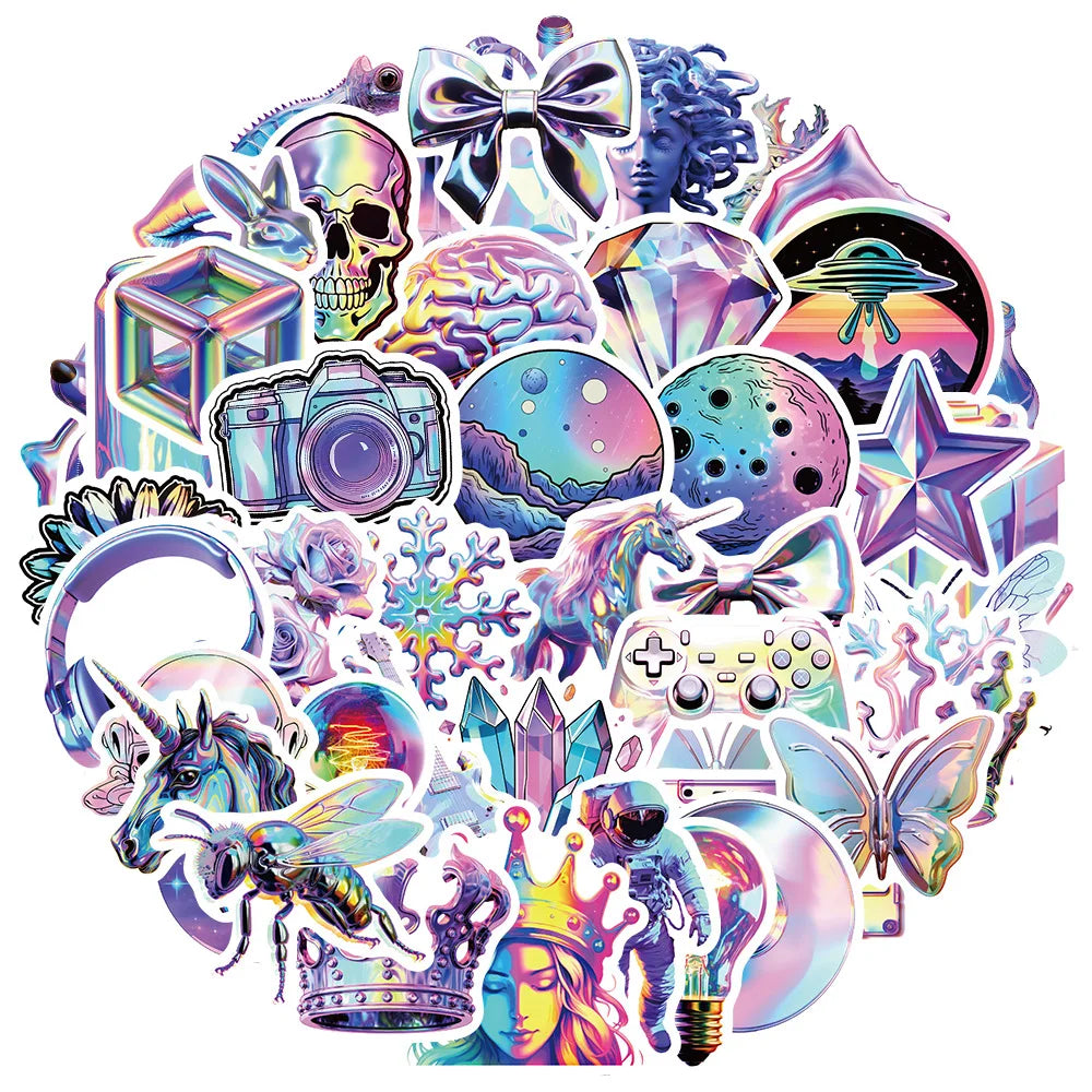 Laser Psychedelic Graffiti Stickers for Snowboard, Laptop, Luggage, Car, Fridge, DIY Vinyl Styling (ONLINE ORDER ONLY)