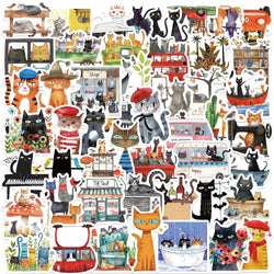 50PCS Cat Meme Funny Animals Stickers Art Toy DIY Kids Notebook Luggage Motorcycle Laptop Refrigerator Decals Graffiti (Online Order Only)
