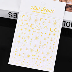 1 Sheet Star Nail Art Stickers 3d Self Adhesive Nail Decals Black White Golden Silver Color Star Design Nail Supplies Accessory (ONLINE ORDER ONLY)