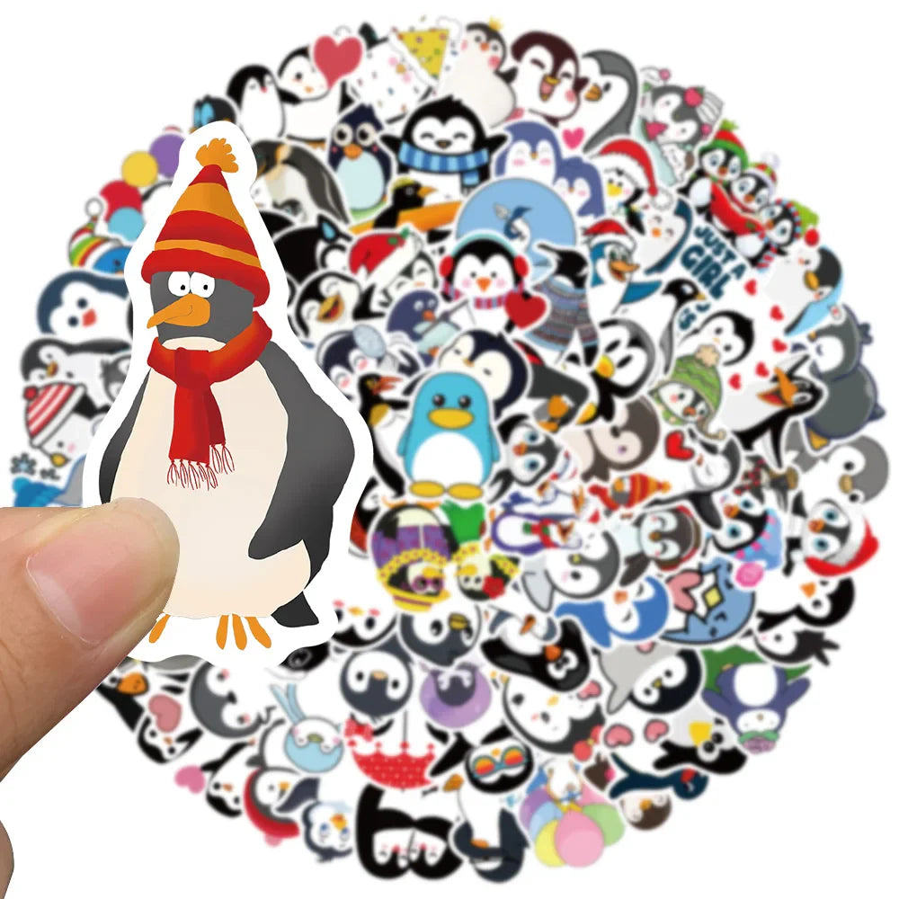 50/100pcs Cute Cartoon Animals Penguin Stickers Kids Toy Waterproof Graffiti For Laptop Water Bottle Phone Bicycle Car Decals (ONLINE ORDER ONLY)