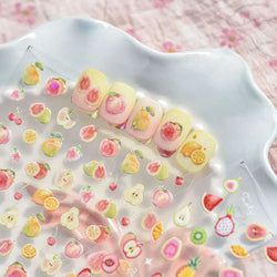 Fruit Paradise Guava Strawberry Pear Peach Orange Watermelon Pitaya Cherry Kiwifruit Pineapple Nail Art Stickers Manicure Decals (ONLINE ORDER ONLY)
