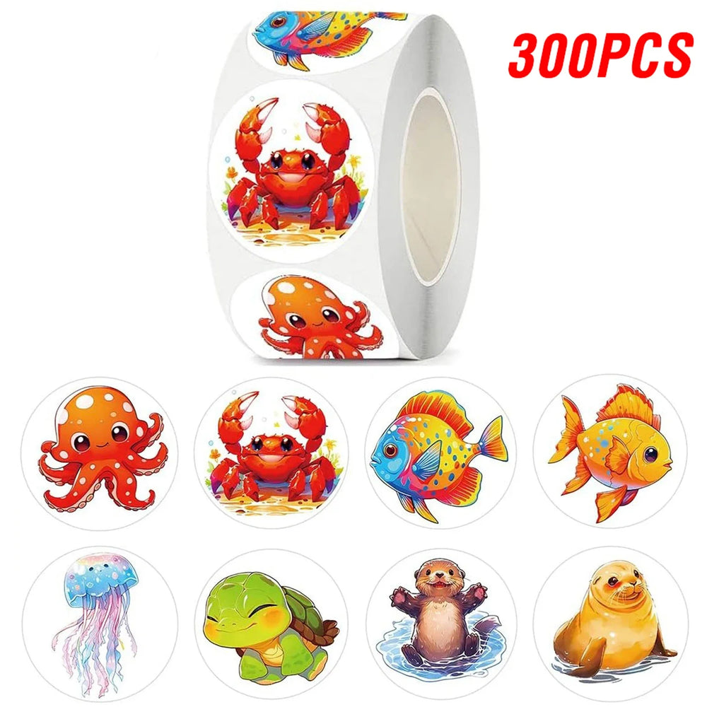 100-500pcs Cartoon Marine Animals Stickers Reward Stickers Party Gift Seal Label Children Stationery Stickers (ONLINE ORDER ONLY)