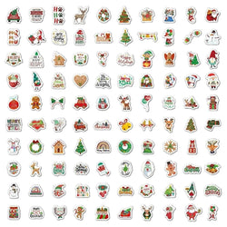 50/100Pcs Cartoon Santa Claus Christmas Tree Graffiti Stickers Skateboard Water Bottle Suitcase Stickers Waterproof Classic Toy (ONLINE ORDER ONLY)