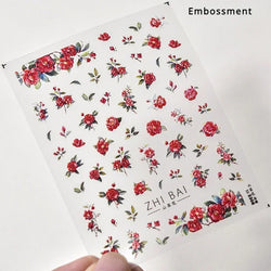 Pale Flower Bouquet Label Bowknot Stationery Sunflower Daisy Leaf 3D Self Adhesive Nail Art Stickers Rhinestone Manicure Decals (Online Order Only)