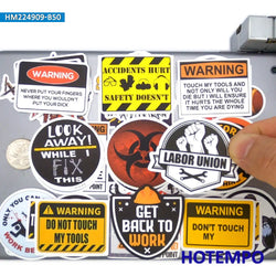 20/30/50Pieces Caution Safety Decals Danger Warning Worker Style Helmets Stickers for Tools Box Car Luggage Phone Laptop Sticker (ONLINE ORDER ONLY)
