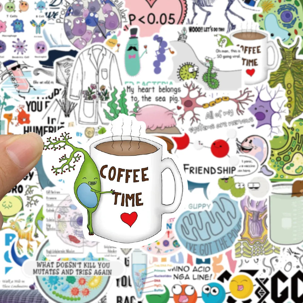 10/30/50PCS Cute  Cartoon Biology Stickers Graffiti DIY Notebook Skateboard Phone Laptop Bike Car Decoration Funny Kids Toy Gift (ONLINE ORDER ONLY)