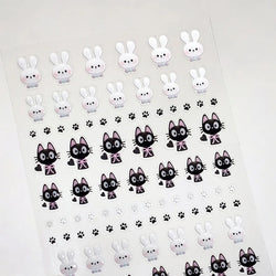 Black Cat Kitten Rabbit Cat's Paw Bowknot Tie Bunny Animals Love Heart Jelly Adhesive Nail Art Stickers Manicure Decal Wholesale (ONLINE ORDER ONLY)