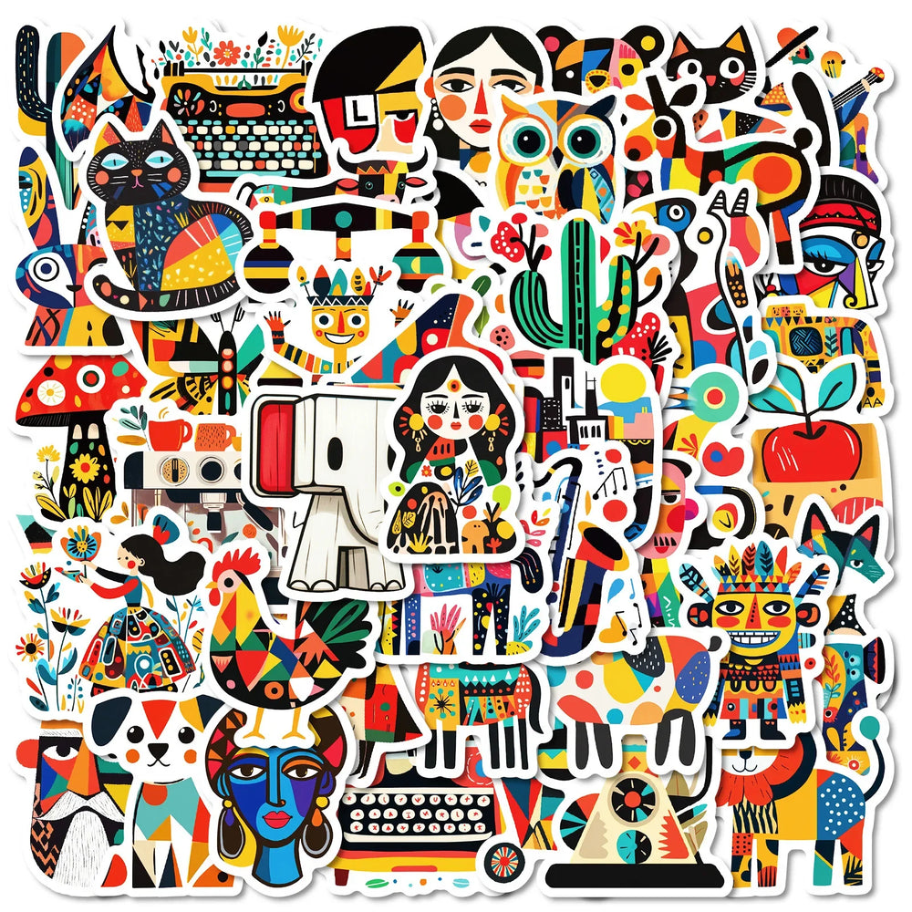 50pcs Cartoon Abstract Graffiti Stickers for Helmet, Wall, Desktop Decoration (Online Order Only)