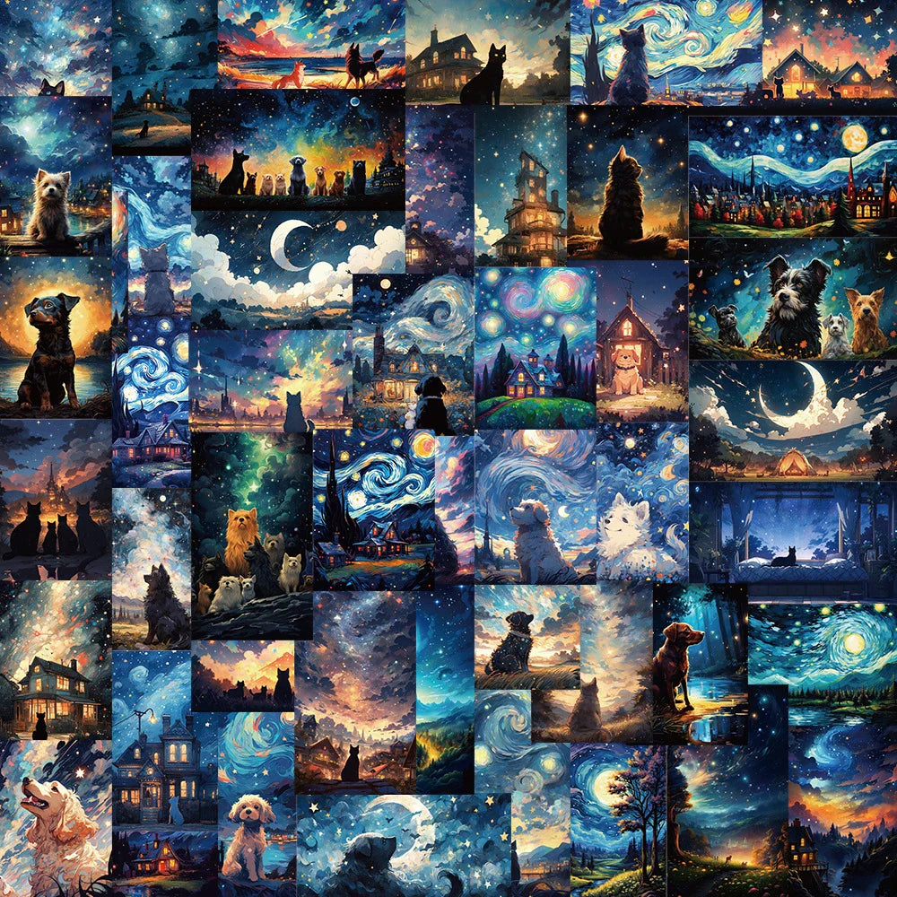 Kawaii Night View Aesthetic Stickers - 10/30/50pcs Cartoon Laptop Phone Diary Decor (Online Order Only)