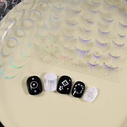 12PCS French Tassel Crescent Moon Arc Self Adhesive Nail Art Sticker 3D French Kiss Crescent Nail Stickers Lines Manicure Decals (ONLINE ORDER ONLY)