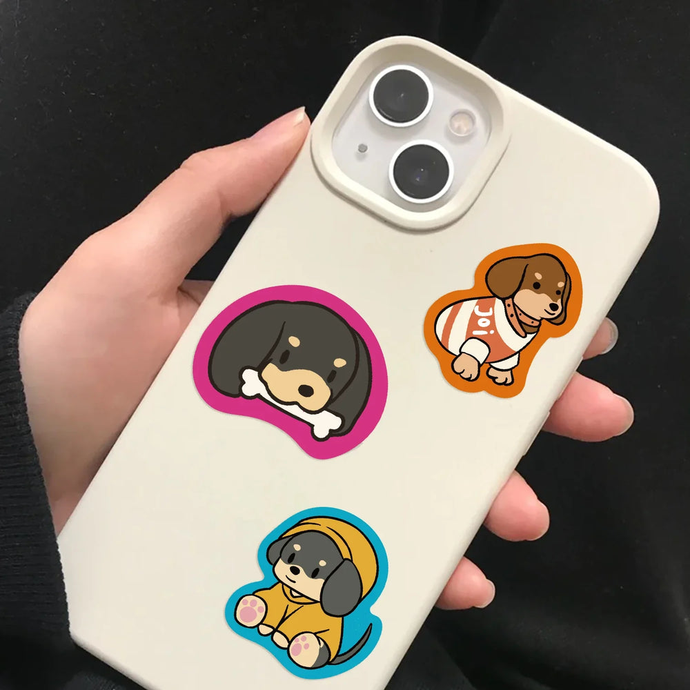 50Pcs Cartoon Dachshund Graffiti Stickers for DIY Desk Guitar Computer Refrigerator Creative Sausage Dog Waterproof Sticker﻿ (ONLINE ORDER ONLY)