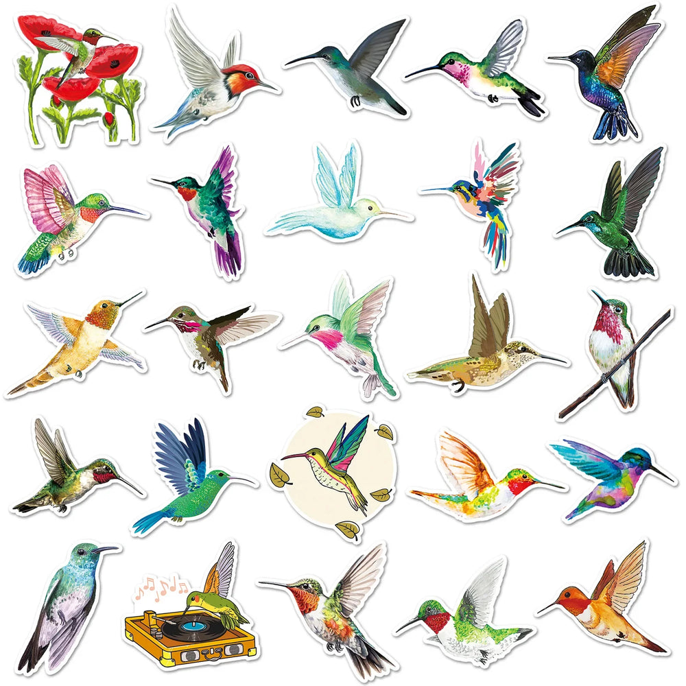 10/30/50PCS Hummingbirdr Cartoon Stickers Funny Animal Graffiti Sticker DIY Luggage Laptop Car Bike Skateboard Decals Kids Toy (ONLINE ORDER ONLY)