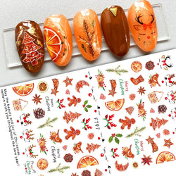 Christmas Greenery Nail Stickers Xmas Holly Animal Penguin Candy Winter Sliders Decor 2024 Holiday Decals Manicure Tips Foils *& (ONLINE ORDER ONLY)
