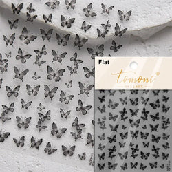 Dreamy Charming Shiny Beautiful Black White Butterfly Flower Love Heart Bowknot 5D Self Adhesive Nail Art Sticker Manicure Decal (ONLINE ORDER ONLY)