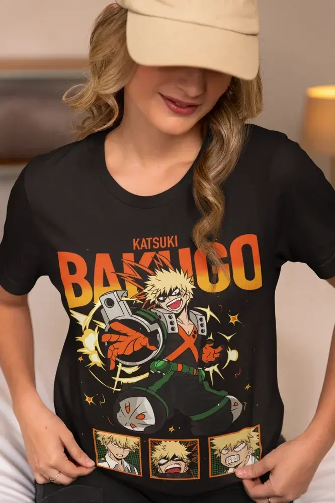 Katsuki Bakugo T-Shirt: MHA Anime Hero Manga Tee (ONLINE ORDER ONLY)