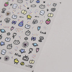 Line Cat Dog Bear Rabbit Chicken Animals Apple Cherry Cake Bowknot Butterfly Balloon Rainbow Nail Art Stickers Manicure Decals (ONLINE ORDER ONLY)