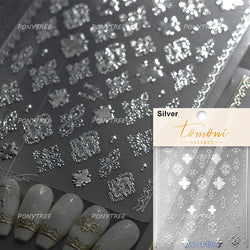 Gold Stamped Silver Totems Geometric Patterns Figure 5D Self Adhesive Nail Art Stickers Stars Bohemia Manicure Decals Wholesale (Online Order Only)
