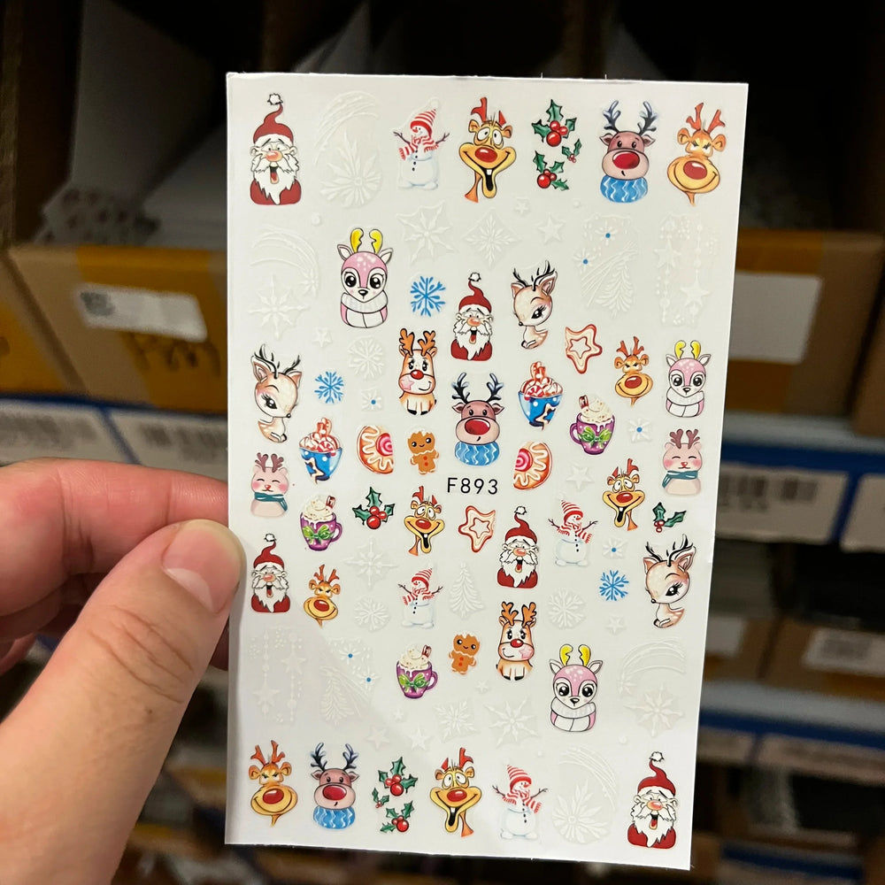 Christmas Greenery Nail Stickers Xmas Holly Animal Penguin Candy Winter Sliders Decor 2024 Holiday Decals Manicure Tips Foils *& (ONLINE ORDER ONLY)
