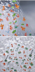 Lotus Leaf Brocaded Carp Koi Playing Goldfish Cavort Ripple Droplet Water Bubbles Self Adhesive Nail Art Stickers Manicure Decal (Online Order Only)