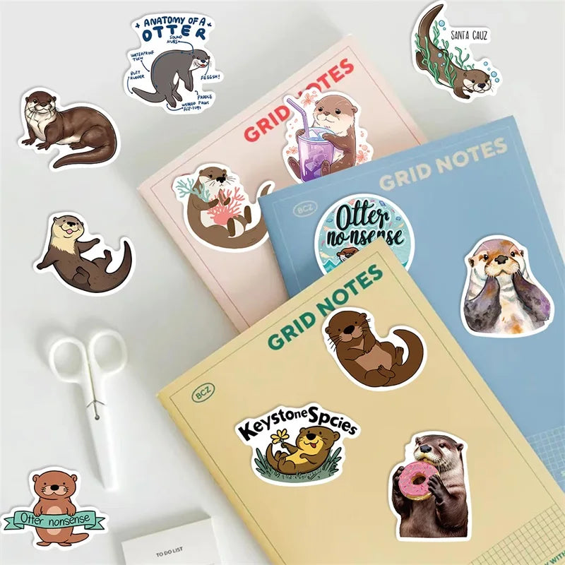 10/30/50PCS Kawaii Otter PVC Sticker Aesthetic Korean Decoration Scrapbooking Stationery DIY Hand Accounting Supplies for Kids (ONLINE ORDER ONLY)