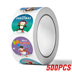 100-500pcs Merry Christmas Sticker Party Stickers Christmas Party Decoration Sticker New Year Gift Box Seal Baking Cake Sticker (Online Order Only)