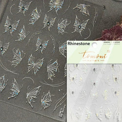 Charming Blue Sparrow Feather Rhinestone Wings Peacock Sparrow Dreamy Jelly Stars Self Adhesive Nail Art Stickers Manicure Decal (ONLINE ORDER ONLY)