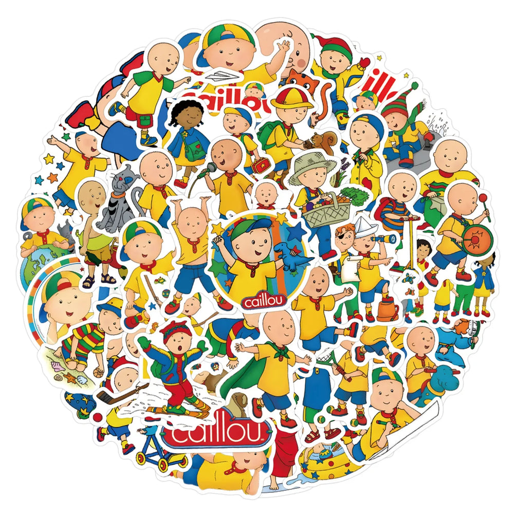 10/30/55PCS Funny Caillou Animation Stickers Cartoon Graffiti Decals Kids Gift DIY Laptop Phone Guitar Scrapbook Children's Toy (ONLINE ORDER ONLY)