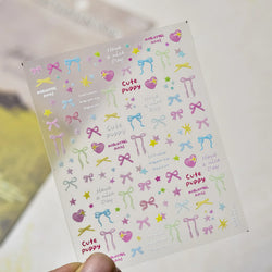 Black Rabbit Bunny Ribbon Bowknot Flower Cake Daisy Dessert Knife Fork Butterfly Self Adhesive Nail Art Stickers Manicure Decals (ONLINE ORDER ONLY)