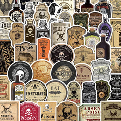 10/50pcs Halloween Retro Horror Gothic Witch Graffiti Potion Label Sticker Vintage Decals DIY Suitecase Scrapbook Laptop Toys (ONLINE ORDER ONLY)