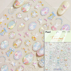 Black Rabbit Bunny Ribbon Bowknot Flower Cake Daisy Dessert Knife Fork Butterfly Self Adhesive Nail Art Stickers Manicure Decals (ONLINE ORDER ONLY)