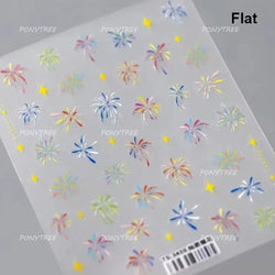 Colorful Fireworks Blooming Castle Romantic Brilliant Sky Self Adhesive Nail Art Stickers Star Shiny Rhinestone Manicure Decals (Online Order Only)