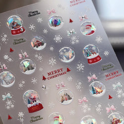 Crystal Ball Santa Claus Snowman Bowknot Red Christmas Tree Bell Socks Self Adhesive Nail Art Stickers Snowflake Manicure Decals (ONLINE ORDER ONLY)