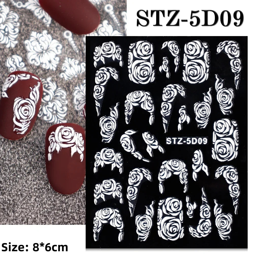 5D Embossed Gingerbread Man Nail Art Sticker Cute Christmas Winter Santa Claus Snowflake Elk Engraved Slider Manicure Decoration (ONLINE ORDER ONLY)