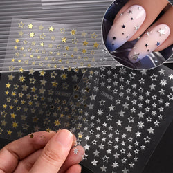 1pc 3D Gradient French Nail Stickers with Crown & Tassel Design Gold Silver Lines Self-Adhesive Nail Art Waterfall Manicure Foil (Online Order Only)
