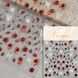Retro Rose Gold Photo Frame Dried Flower Delicate Totem 3D Self Adhesive Nail Art Stickers 5D Shiny Rhinestone Manicure Decals (ONLINE ORDER ONLY)