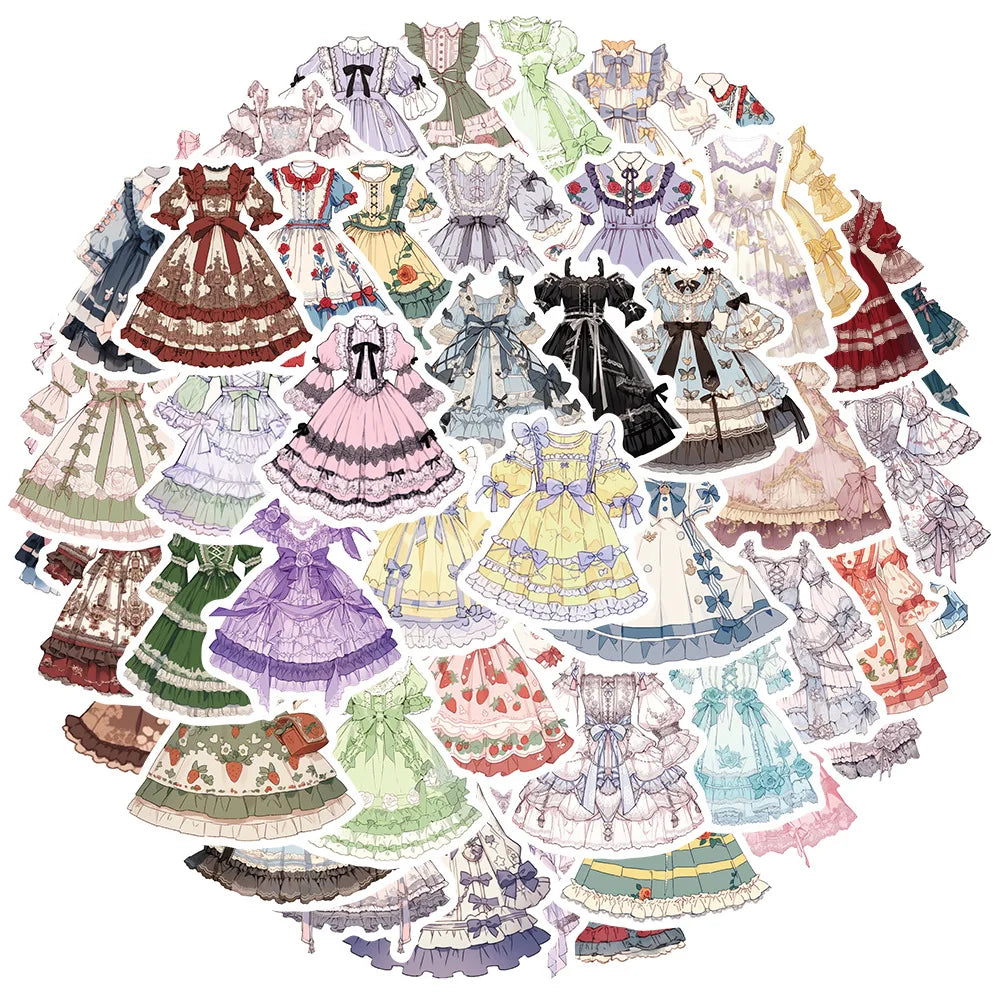 Cartoon Lolita Girls' Skirt Stickers for Suitcase, Skateboard, Laptop, Luggage, Phone, Car (ONLINE ORDER ONLY)