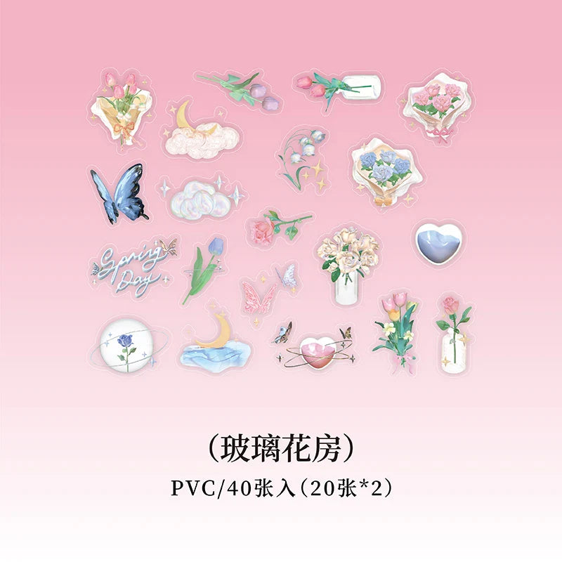 40pcs/lot Ins Retro Romantic 3D Decoration Stickers Diary DIY Scrapbooking Sticker Kawaii Korean Stationery Personalizd (ONLINE ORDER ONLY)