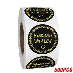 Handmade With Love Kraft Paper Stickers 100-500pcs 1inch Adhesive Labels Baking Wedding Decoration Party Decoration Sticker (Online Order Only)