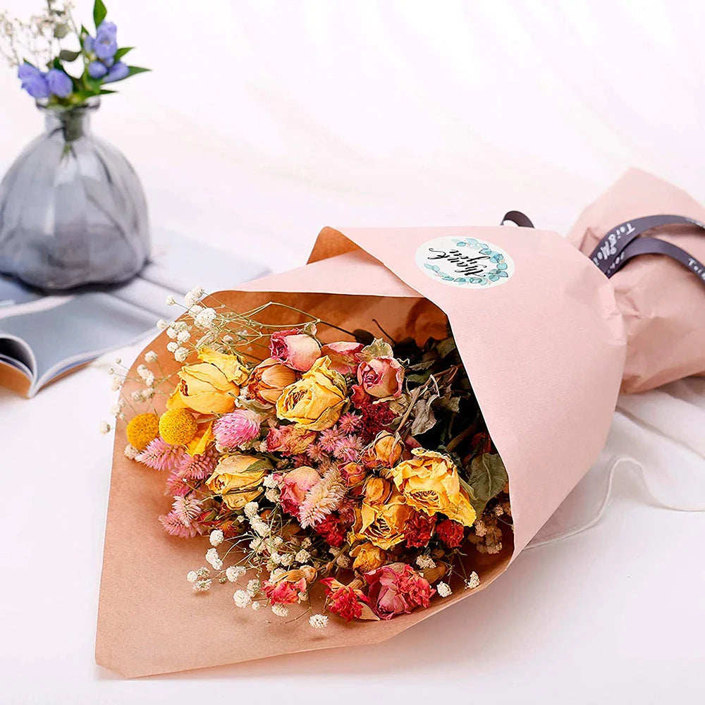 500pcs/roll Flowers Thank You Sticker Labels Round Reward Stickers Wedding Party Decor Envelope Seals Stickers Stationery (Online Order Only)