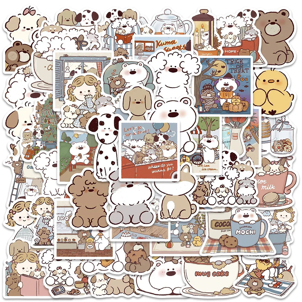 50PCS Miiiiichan Anime Animal Cartoon Stickers Waterproof Kawaii Rabbit Cat for Car Laptop Kids (Online Order Only)