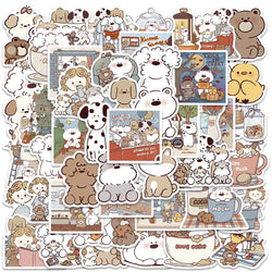 50PCS Miiiiichan Anime Animal Cartoon Stickers Waterproof Kawaii Rabbit Cat for Car Laptop Kids (Online Order Only)