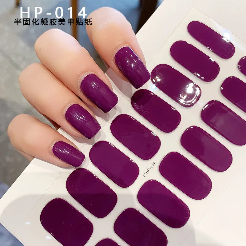 Nude Pink French Semi-Cured Gel Nail Patch Slider Adhesive Waterproof Long Lasting Full Cover Gel Nail Sticker UV Lamp Needed *^ (ONLINE ORDER ONLY)
