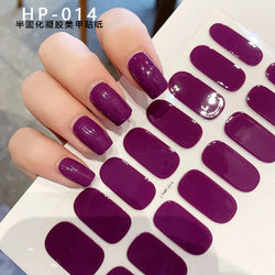 Nude Pink French Semi-Cured Gel Nail Patch Slider Adhesive Waterproof Long Lasting Full Cover Gel Nail Sticker UV Lamp Needed *^ (ONLINE ORDER ONLY)
