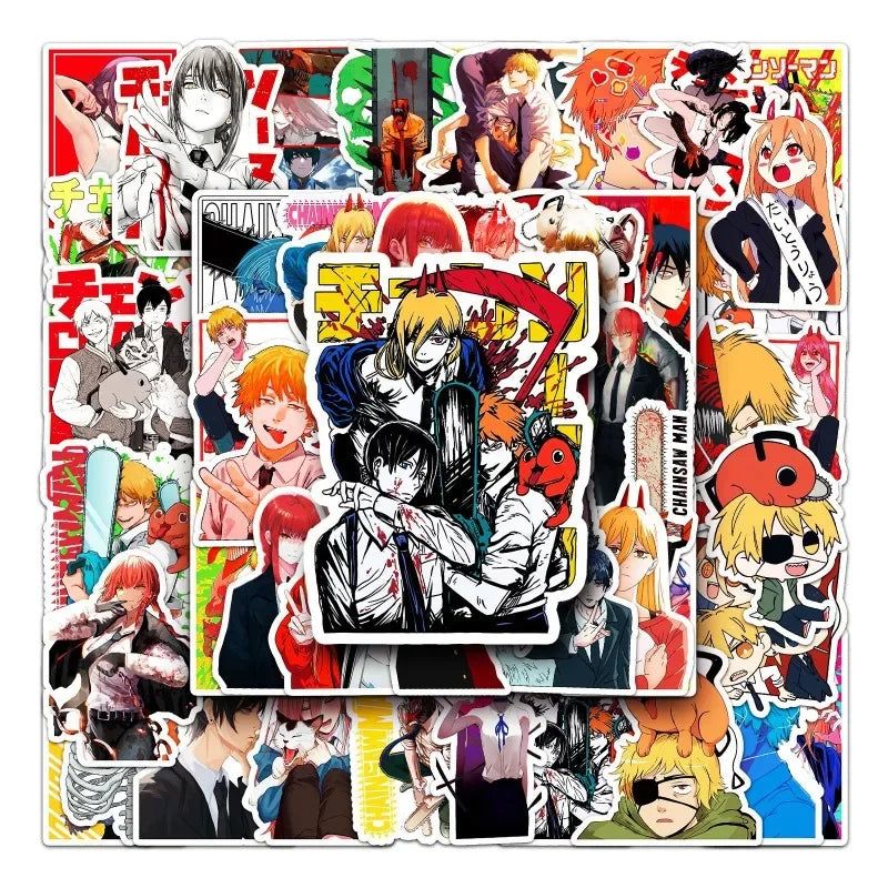 Chainsaw Man Anime Stickers Pack for Laptop, Phone, Car, Scooter, and More (Online Order Only)